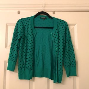 Green and Black Polka Dot Cardigan